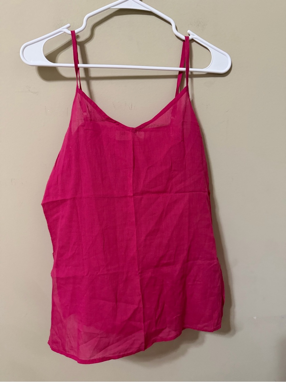 FabIndia small vintage 100% cotton Women's Hot Pink Spaghetti Strap Camisole euc